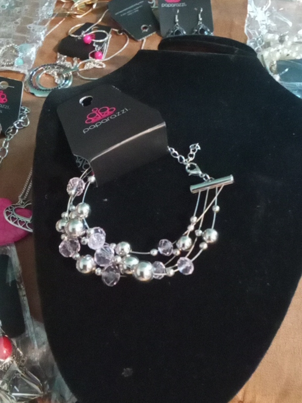 paparazzi Silver and Light Purple Layered Bead Necklace